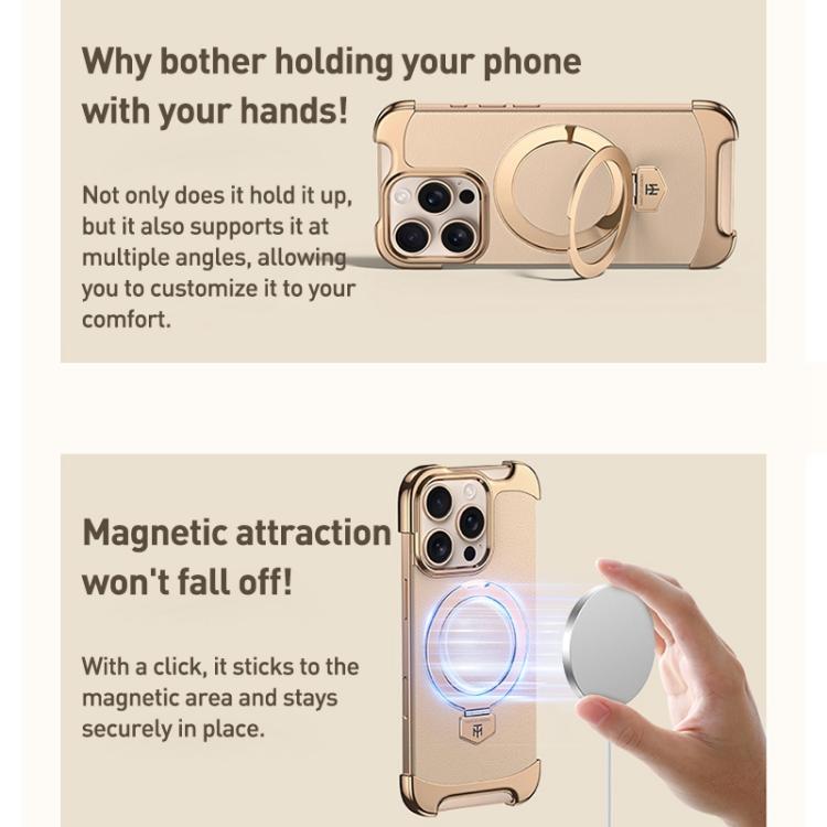 Borderless MagSafe Ring Holder Plain Leather Phone Case