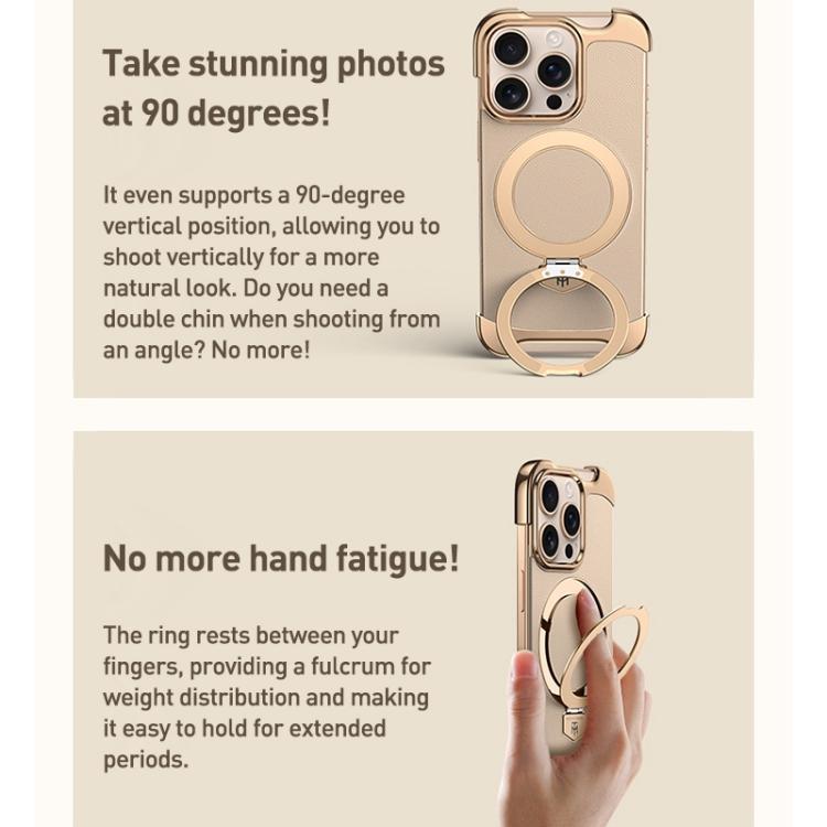 Borderless MagSafe Ring Holder Plain Leather Phone Case