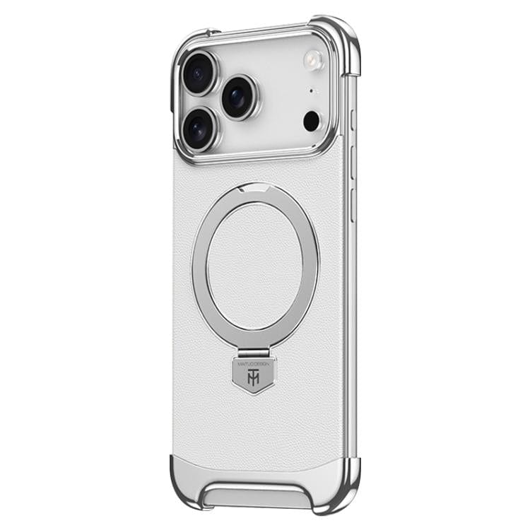 Borderless MagSafe Ring Holder Plain Leather Phone Case