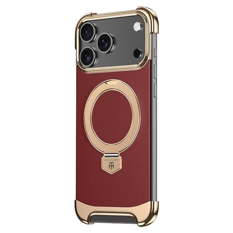 Borderless MagSafe Ring Holder Plain Leather Phone Case