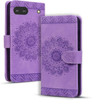 Google Pixel 9 Pro Durable PU Leather Wallet Case Protective Cover - Mandala Brown