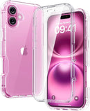 iPhone 16 Case, Full Body Rugged Case Touch Sensitive Anti - Scratch Screen Protector Pink