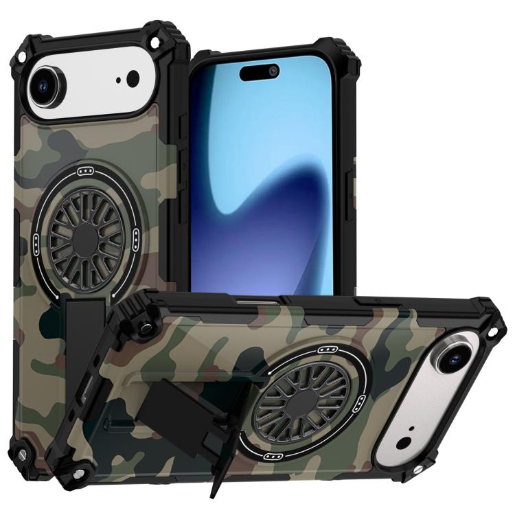 Camouflage Kickstand Rotating Shaft MagSafe Phone Case