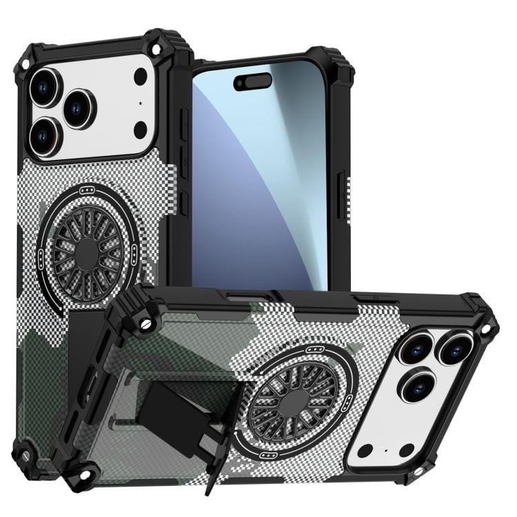 Camouflage Kickstand Rotating Shaft MagSafe Phone Case