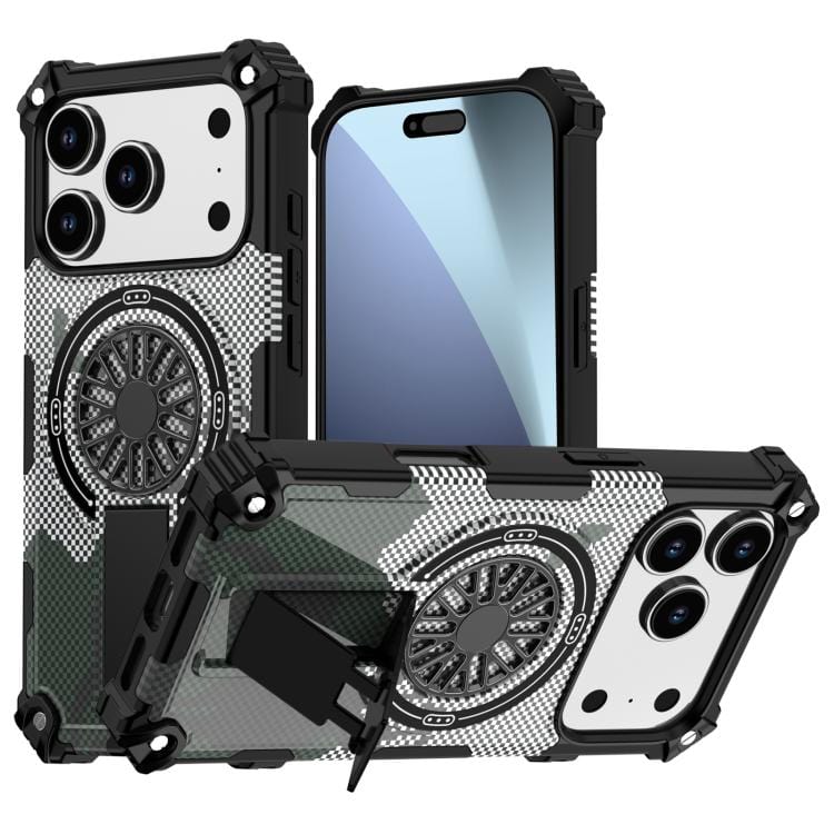 Camouflage Kickstand Rotating Shaft MagSafe Phone Case