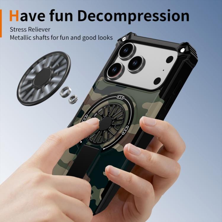 Camouflage Kickstand Rotating Shaft MagSafe Phone Case