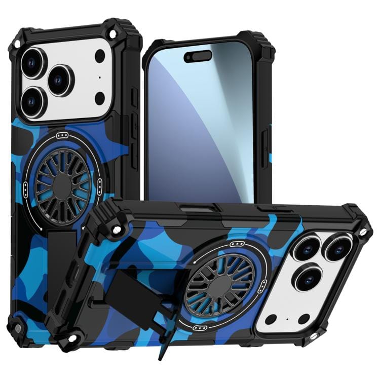 Camouflage Kickstand Rotating Shaft MagSafe Phone Case