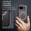 Case for Google Pixel 9A 6.2 Inch, Pixel 9A Phone Case Magnetic [Compatible with Magsafe] Slim Translucent Matte Men Women Girls Shockproof Protective Back Cover, Black/Hot Pink
