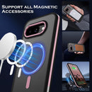 Case for Google Pixel 9A 6.2 Inch, Pixel 9A Phone Case Magnetic [Compatible with Magsafe] Slim Translucent Matte Men Women Girls Shockproof Protective Back Cover, Black/Hot Pink