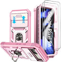 Case for Google Pixel 9A with Camera Cover & Magnetic Kickstand [2 Screen Protector],Military Shockproof Case for Google Pixel 9A 2025,Pink
