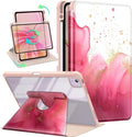 Case for Ipad Air 11 - Inch M2 (2024), Ipad Air 5Th Gen (2022) 10.9 Inch with Pencil Holder - [Auto Wake/Sleep] Shockproof Protective Stand Case, Pink Gilded Gold