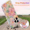 Case for Iphone 13 Pro Max, Colorful Retro Oil Painting Printed Flower Laser Glossy Pattern Cute