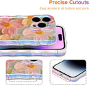 Case for Iphone 13 Pro Max, Colorful Retro Oil Painting Printed Flower Laser Glossy Pattern Cute