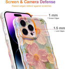 Case for Iphone 13 Pro Max, Colorful Retro Oil Painting Printed Flower Laser Glossy Pattern Cute