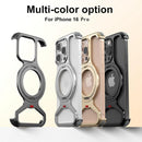 Case for Iphone 16 Pro Aluminum Metal Cover with Magnetic Ring 360° Rotating Kickstand