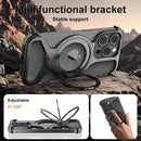 Case for Iphone 16 Pro Aluminum Metal Cover with Magnetic Ring 360° Rotating Kickstand