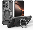 Case for Iphone 16 Pro Aluminum Metal Cover with Magnetic Ring 360° Rotating Kickstand