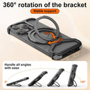 Case for Iphone 16 Pro Aluminum Metal Cover with Magnetic Ring 360° Rotating Kickstand