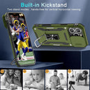 Case for Iphone 16 Pro with Slide Camera Cover+Screen Protector(2 Packs), Rotated Ring Kickstand Military