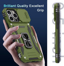 Case for Iphone 16 Pro with Slide Camera Cover+Screen Protector(2 Packs), Rotated Ring Kickstand Military