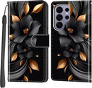 Case Wallet for Samsung Galaxy S26 Ultra, [Kickstand] 3 Card Holder Stand [Shockproof TPU Interior Shell], PU Leather Magnetic Protective Flip Cover, Rose Butterfly