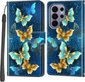 Case Wallet for Samsung Galaxy S26 Ultra, [Kickstand] 3 Card Holder Stand [Shockproof TPU Interior Shell], PU Leather Magnetic Protective Flip Cover, Rose Butterfly