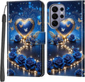 Case Wallet for Samsung Galaxy S26 Ultra, [Kickstand] 3 Card Holder Stand [Shockproof TPU Interior Shell], PU Leather Magnetic Protective Flip Cover, Rose Butterfly