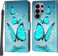 Case Wallet for Samsung Galaxy S26 Ultra, [Kickstand] 3 Card Holder Stand [Shockproof TPU Interior Shell], PU Leather Magnetic Protective Flip Cover, Rose Butterfly