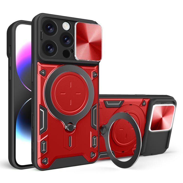 CD Texture Sliding Camshield Magnetic Holder Phone Case
