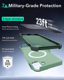 iPhone 16 Case Stand, 23FT Military Grade Drop Protection Heavy Duty Magnetic Phone Case Black