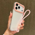 Color Contrast Lens Frame Transparent TPU Phone Case with Lanyard