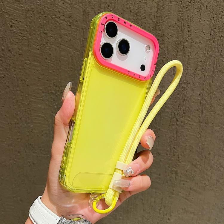 Color Contrast Lens Frame Transparent TPU Phone Case with Lanyard