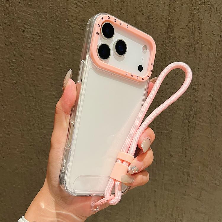 Color Contrast Lens Frame Transparent TPU Phone Case with Lanyard