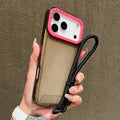 Color Contrast Lens Frame Transparent TPU Phone Case with Lanyard