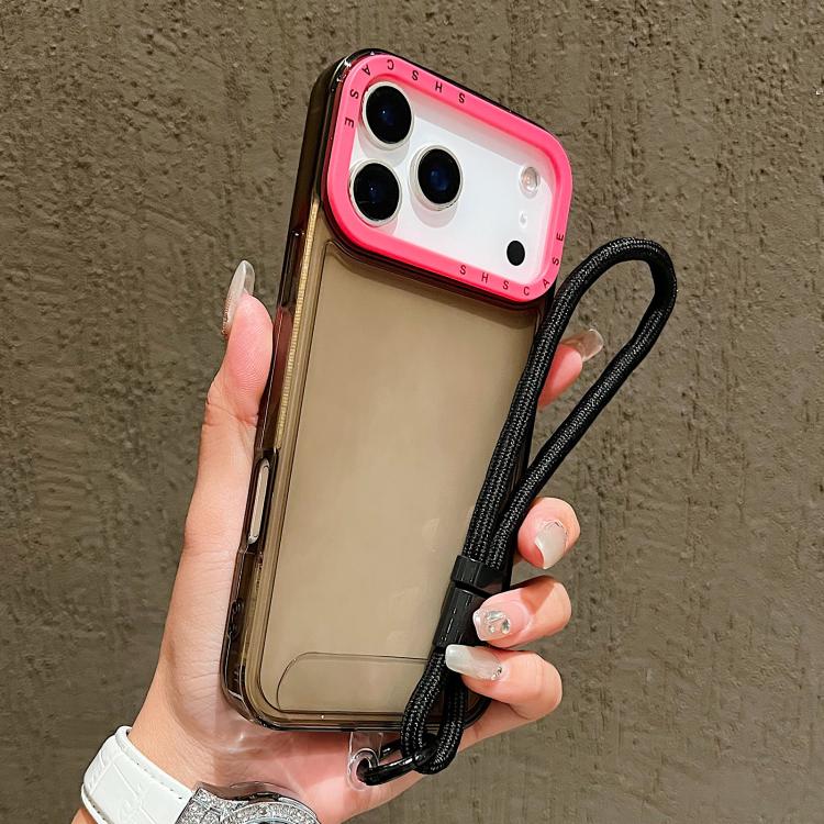Color Contrast Lens Frame Transparent TPU Phone Case with Lanyard