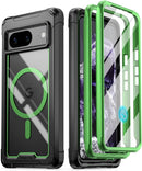 Compatible MagSafe Full Body Hybrid Shockproof Bumper Cover Case with Built - in Screen Protector, Black Clear