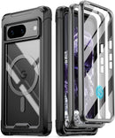 Compatible MagSafe Full Body Hybrid Shockproof Bumper Cover Case with Built - in Screen Protector, Black Clear