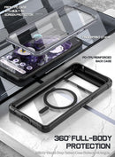 Compatible MagSafe Full Body Hybrid Shockproof Bumper Cover Case with Built - in Screen Protector, Black Clear