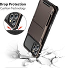 Compatible with Iphone 16 Pro Case with Card Holder Dual Layer Heavy Duty Drop Protection