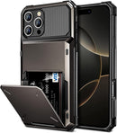 Compatible with Iphone 16 Pro Case with Card Holder Dual Layer Heavy Duty Drop Protection