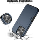 Compatible with Iphone 16 Pro Case with Card Holder Dual Layer Heavy Duty Protective