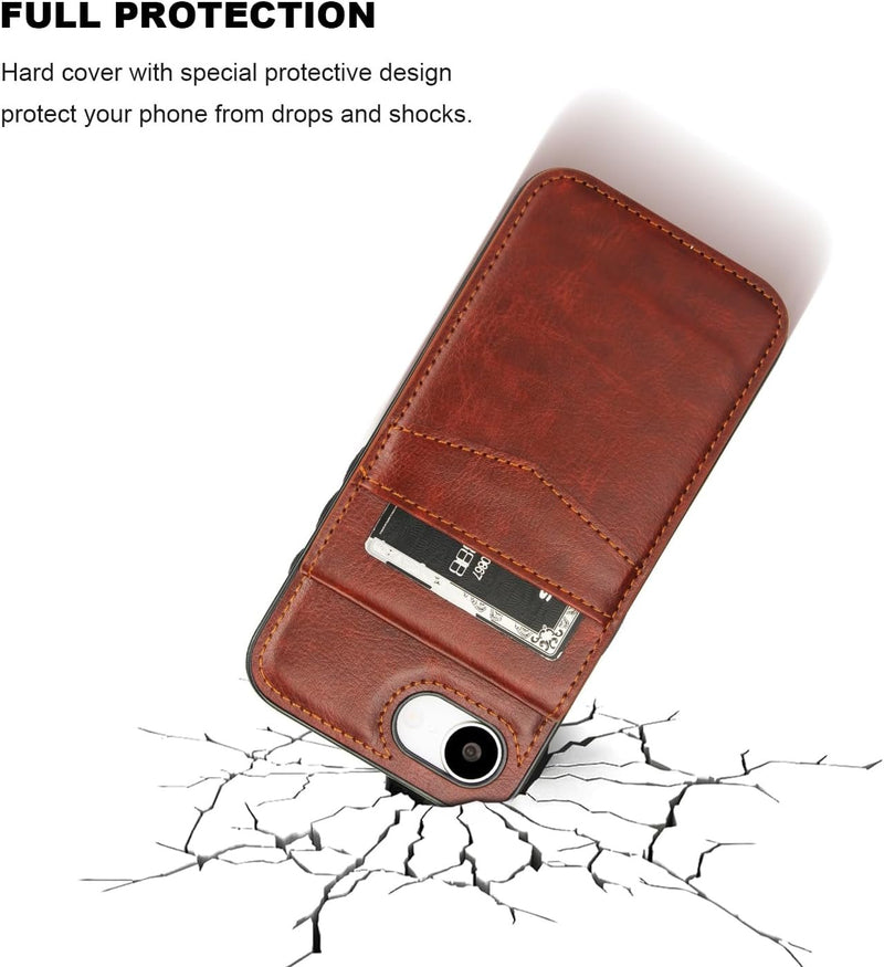 Compatible with Iphone 16E Case Wallet with Credit Card Holder, Flip Premium Leather Magnetic Clasp Kickstand Heavy Duty Protective Cover for Iphone 16E 6.1 Inch (Brown) - Gorilla Cases