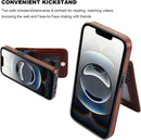 iPhone 16E Flip Premium Leather Magnetic Wallet Case