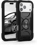 Compatible with Iphone 17 Pro Max Case 6.9 Inch with Ring Stand, Heavy - Duty Military Grade Shockproof Phone Kids Cover for Iphone 17 Pro Max (Rainbow Pink)