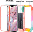 Compatible with Iphone 17 Pro Max Case 6.9 Inch with Ring Stand, Heavy - Duty Military Grade Shockproof Phone Kids Cover for Iphone 17 Pro Max (Rainbow Pink)