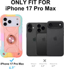 Compatible with Iphone 17 Pro Max Case 6.9 Inch with Ring Stand, Heavy - Duty Military Grade Shockproof Phone Kids Cover for Iphone 17 Pro Max (Rainbow Pink)