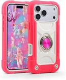 Compatible with Iphone 17 Pro Max Case 6.9 Inch with Ring Stand, Heavy - Duty Military Grade Shockproof Phone Kids Cover for Iphone 17 Pro Max (Rainbow Pink)