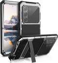 Compatible with Samsung Galaxy S26 Ultra Metal Phone Case with Gorilla Glass Aluminum Magnetic Stand Rugged Heavy Duty Case [10FT Military Drop Protection] Dustproof Full Cover for Men (Black)
