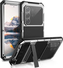 Compatible with Samsung Galaxy S26 Ultra Metal Phone Case with Gorilla Glass Aluminum Magnetic Stand Rugged Heavy Duty Case [10FT Military Drop Protection] Dustproof Full Cover for Men (Black)