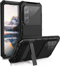 Compatible with Samsung Galaxy S26 Ultra Metal Phone Case with Gorilla Glass Aluminum Magnetic Stand Rugged Heavy Duty Case [10FT Military Drop Protection] Dustproof Full Cover for Men (Black)